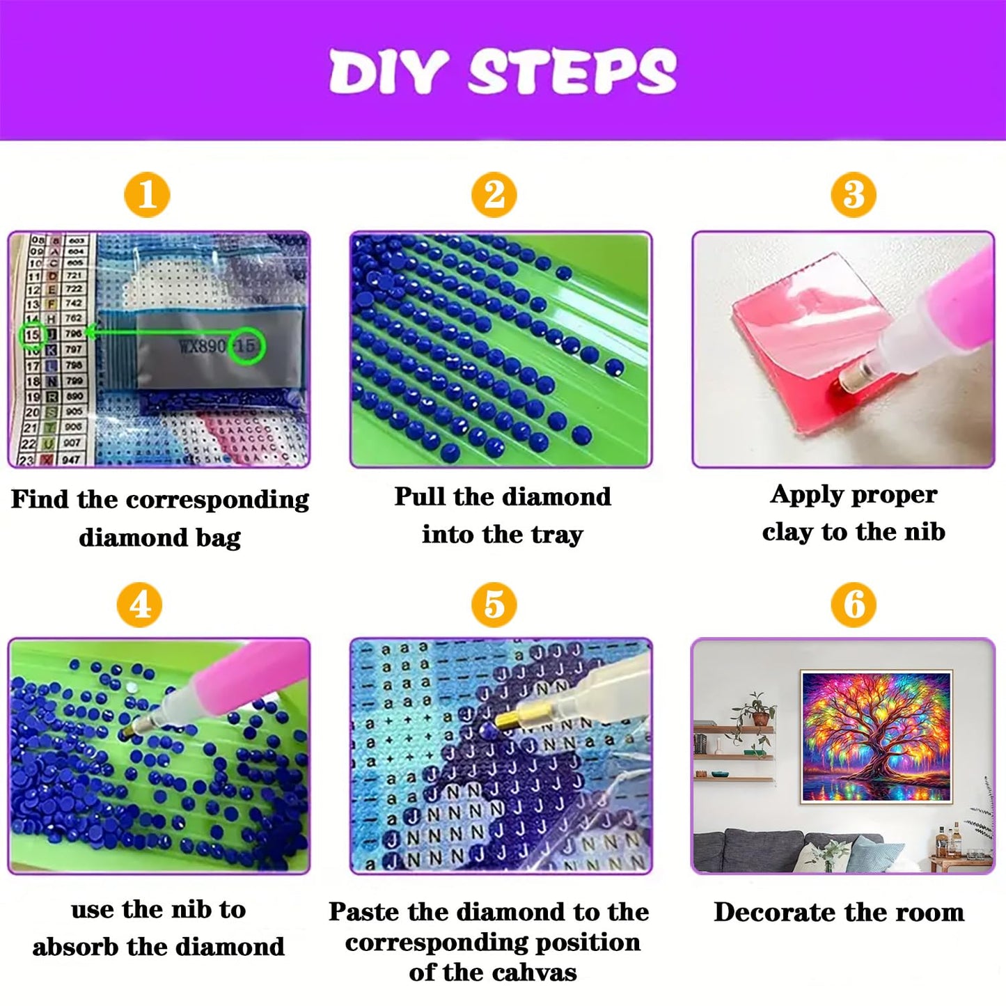 DIYCYCY Tree of Life Diamond Painting Kits for Adults,Full Drill Diamond Art Kits for Beginners,Round 5D DIY Diamond Dots Paintings, Diamonds Pictures Gem Art and Crafts Home Decor 13.78x13.78 inch