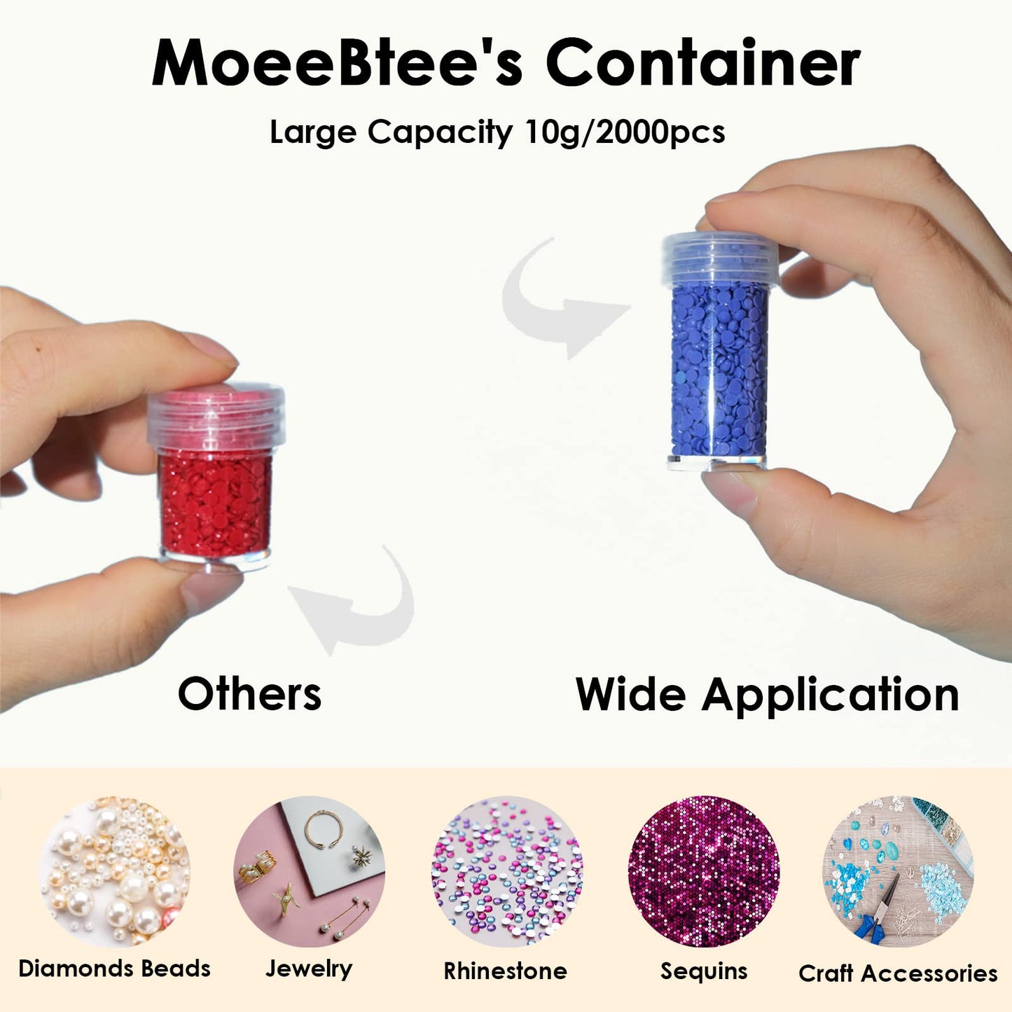 MoeeBtee Diamond Painting Storage Containers, 30 Slots Diamond Painting Accessories with Tools for Diamond Art Organizer Craft Jewelry Beads Storage Case - Purple