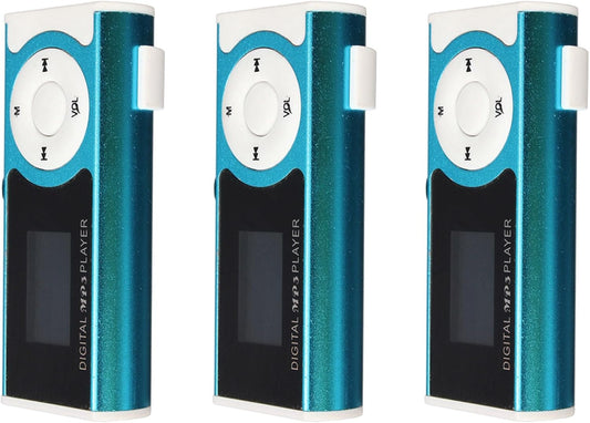 Viodmss 3X MP3 16GB Mini USB Clip Player Player LCD Screen Mini SD TF Card