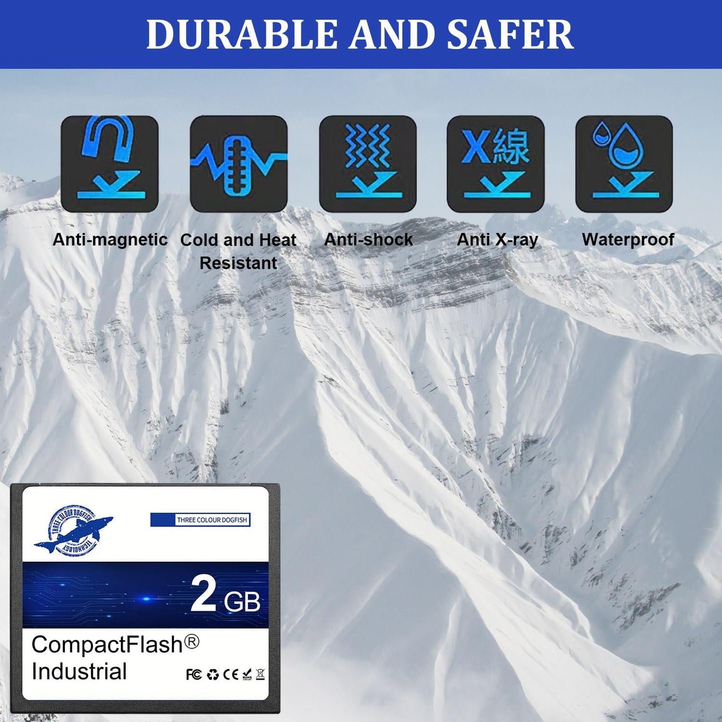 THREE COLOUR DOGFISH 2GB FAT16 Dogfish Compact Flash Memory Card Industrial CF Type I Card for Industrial Equipment