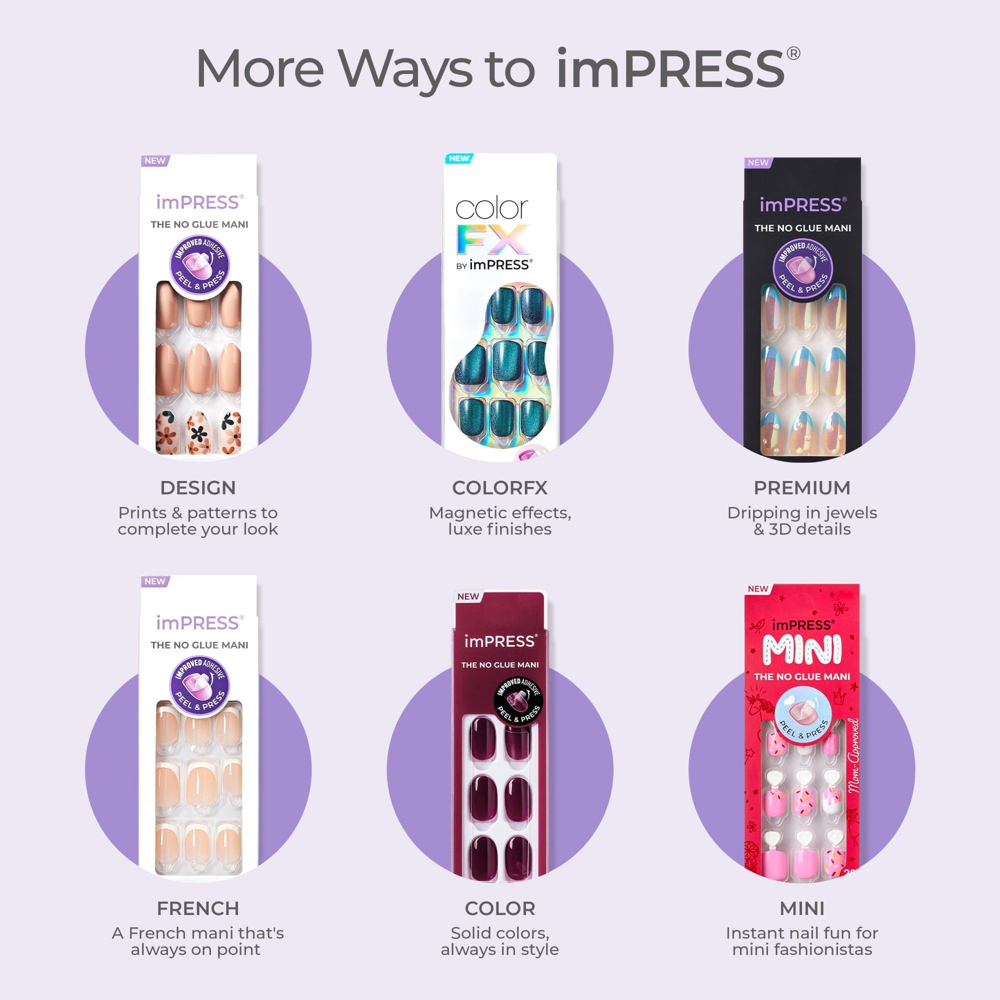 KISS imPRESS No Glue Mani Press On Nails, Color, 'Your Magic', Pink, Short Size, Squoval Shape, Includes 30 nails, 1 mini file, 1 prep pad, Instruction Sheet, manicure stick