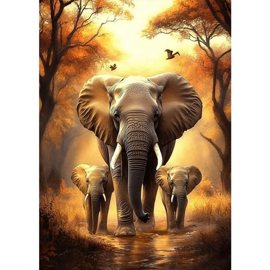 MXJSUA DIY Elephant Diamond Painting Kits for Adults, Animal Diamond Gem Art Painting for Beginners, Diamond Picture with Full Round Drill Dots Craft Set Gift, 12 * 16 Inch