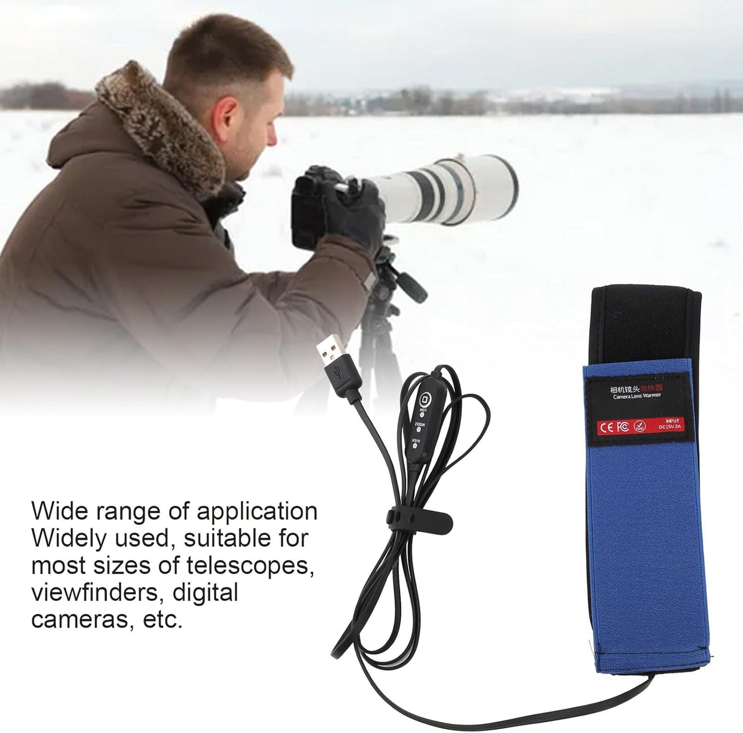 Denash 3 (545mm) Lens Heater,Anti Fog Belt Temperature Levels Lens Warmer,Lens Heater with USB Fasteners for Camera