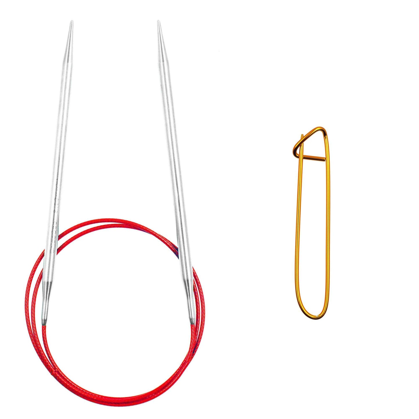 ChiaoGoo Red Lace 40 inch (102cm) Circular Knitting Needles US Size 8 (5mm) Stainless Steel 7040-8 with Stitch Holder