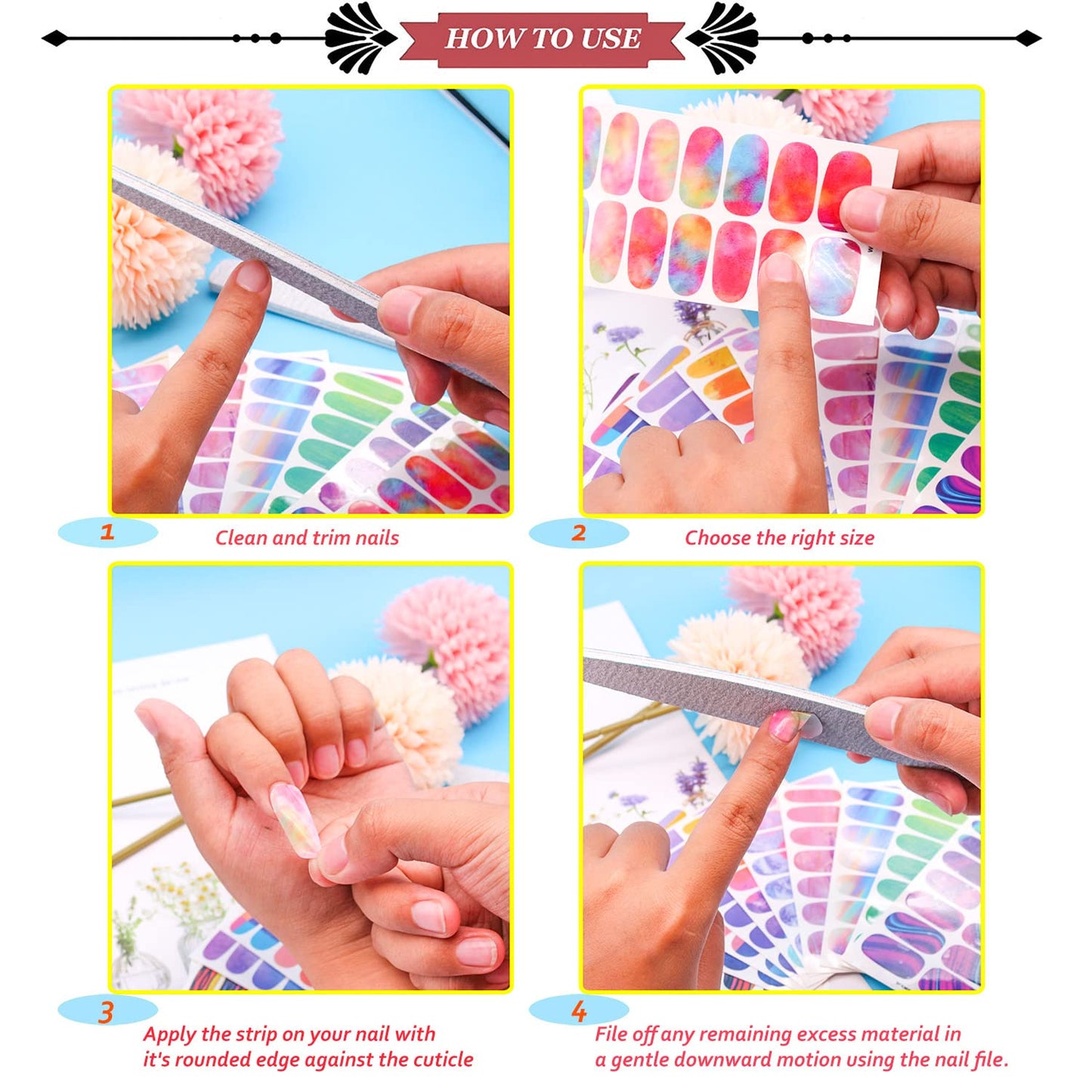 JERCLITY 336 Pieces 24 Sheets 4th of July Nail Wraps for Short Nails Independence Day Nail Polish Strips Patriotic American Flag Nail Strips Self-Adhesive Stickers for Memorial Day