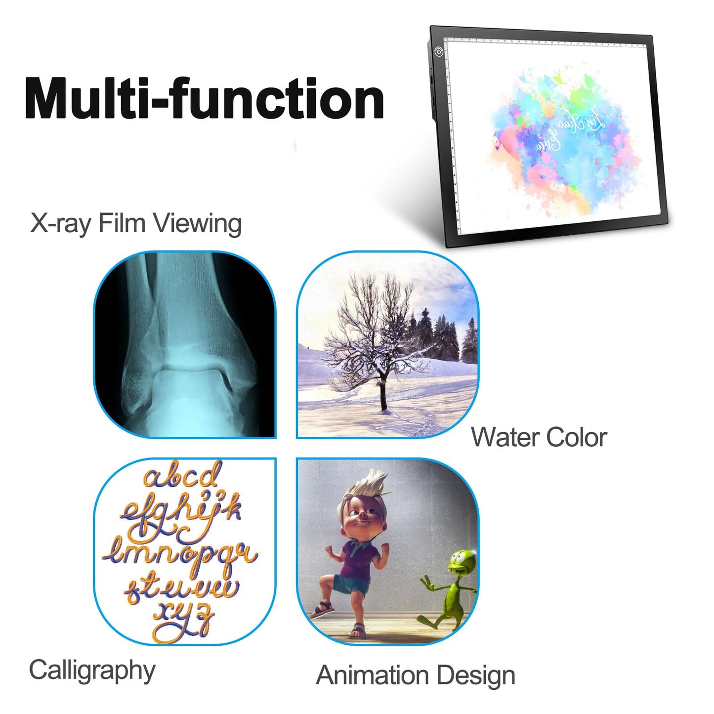 LitEnergy Rechargeable Tracing Light Box, Ultra-Thin Adjustable Battery Powered Artcraft LED Tracer Light Pad Tablet for Drawing, Sketching, Animation, Stenciling, Diamond Art Painting Kits for Adults