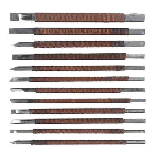 Unxuey 12Pcs Carving Chisel Set Manganese Steel Seal Stone Carving knife Woodworking Tools for Engraving Enthusiast