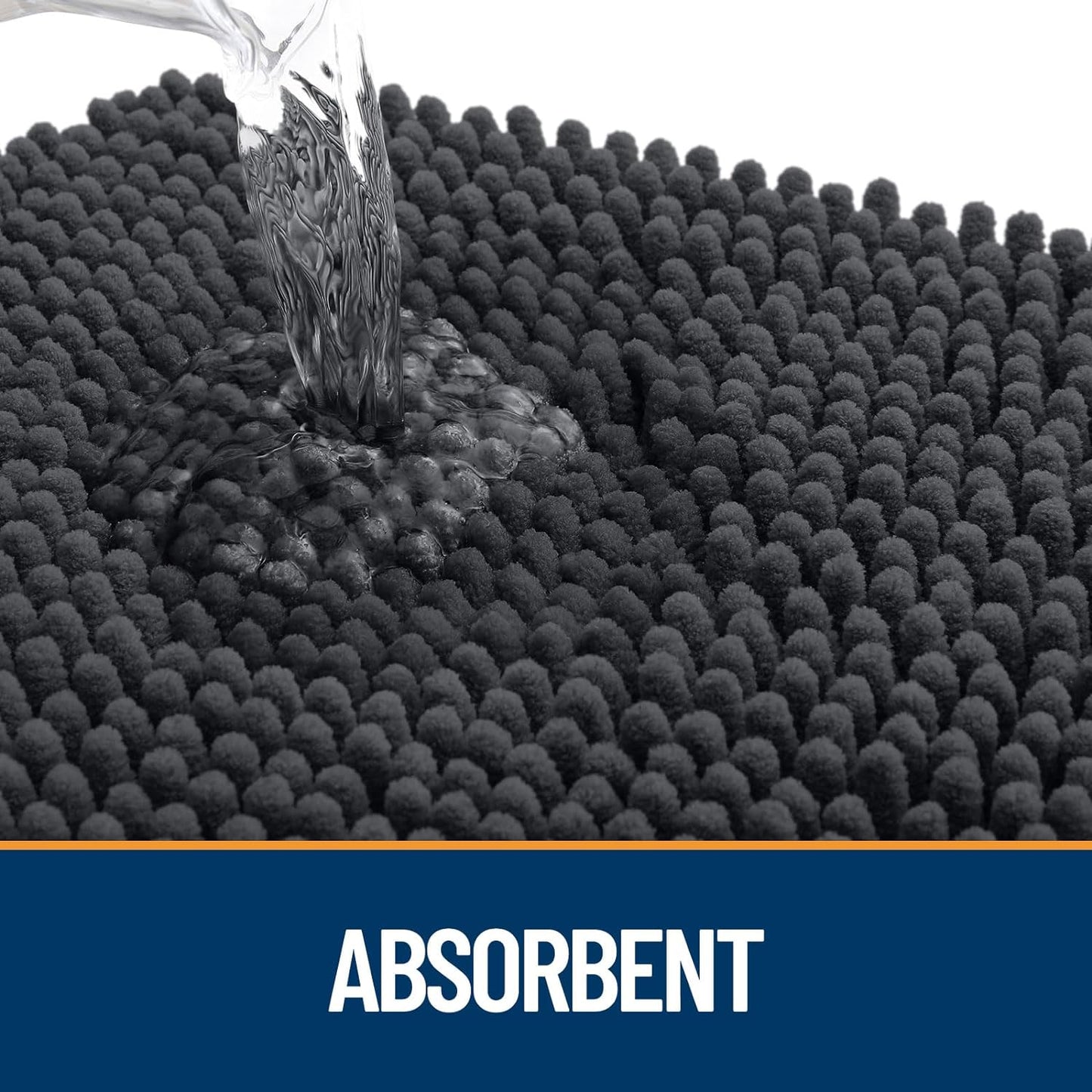 OLANLY Dog Door Mat - Absorbent Non-Slip Chenille Mat for Muddy Paws | 32x20 Dark Grey Indoor Carpet