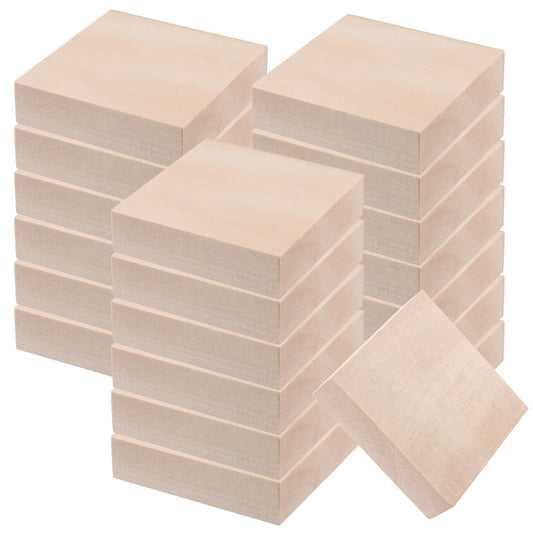 KOHAND 20 PCS 4 x 4 x 1 Inches Basswood Blocks, Unfinished Wood Blocks, Square Wood Carving Whittling Blocks for Craft, DIY