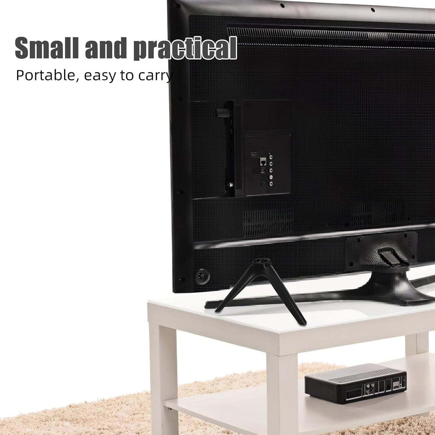 FOYTOKI 15mm Tabletop Television Stand Bracket with Dual-Hole Plastic Legs, No-Drill Stable Tv Support Base Compatible