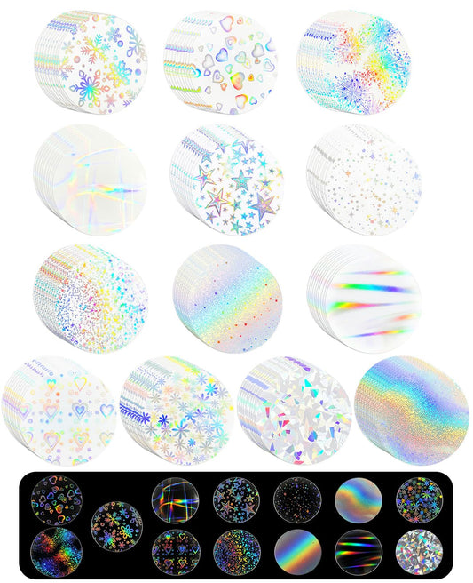 Quuztao 390PCS Button Making Supplies for Badge(2.76 in), 13 Styles of Holographic Glitter Film for 2.25 in Pin Maker Supplies