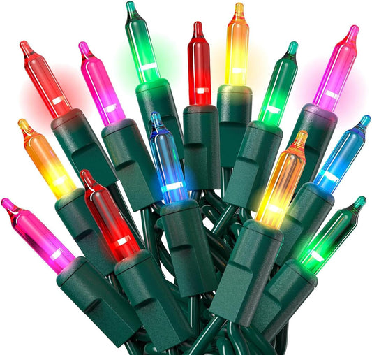Pretex Christmas String Lights - 100 Count, 20 Ft Multicolored Indoor/Outdoor Holiday Decor