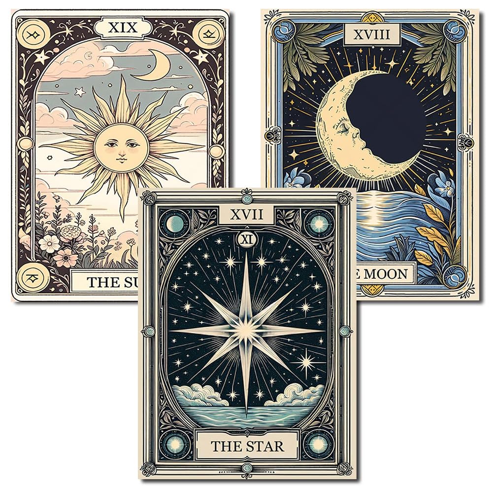 Axquilon 3 Pack Diamond Art Kits for Adults, Tarot Diamond Painting Kits for Adults Beginner, DIY 5D Full Drill Gem Art for Home Wall Decor 12x16 inch
