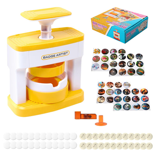 Qivine Button Maker Machine, Pin Maker Machine Button Press Machine with 24Pcs Pictures Ideal DIY Kit for Crafts, Parties, Events Installation-Free (A Type)