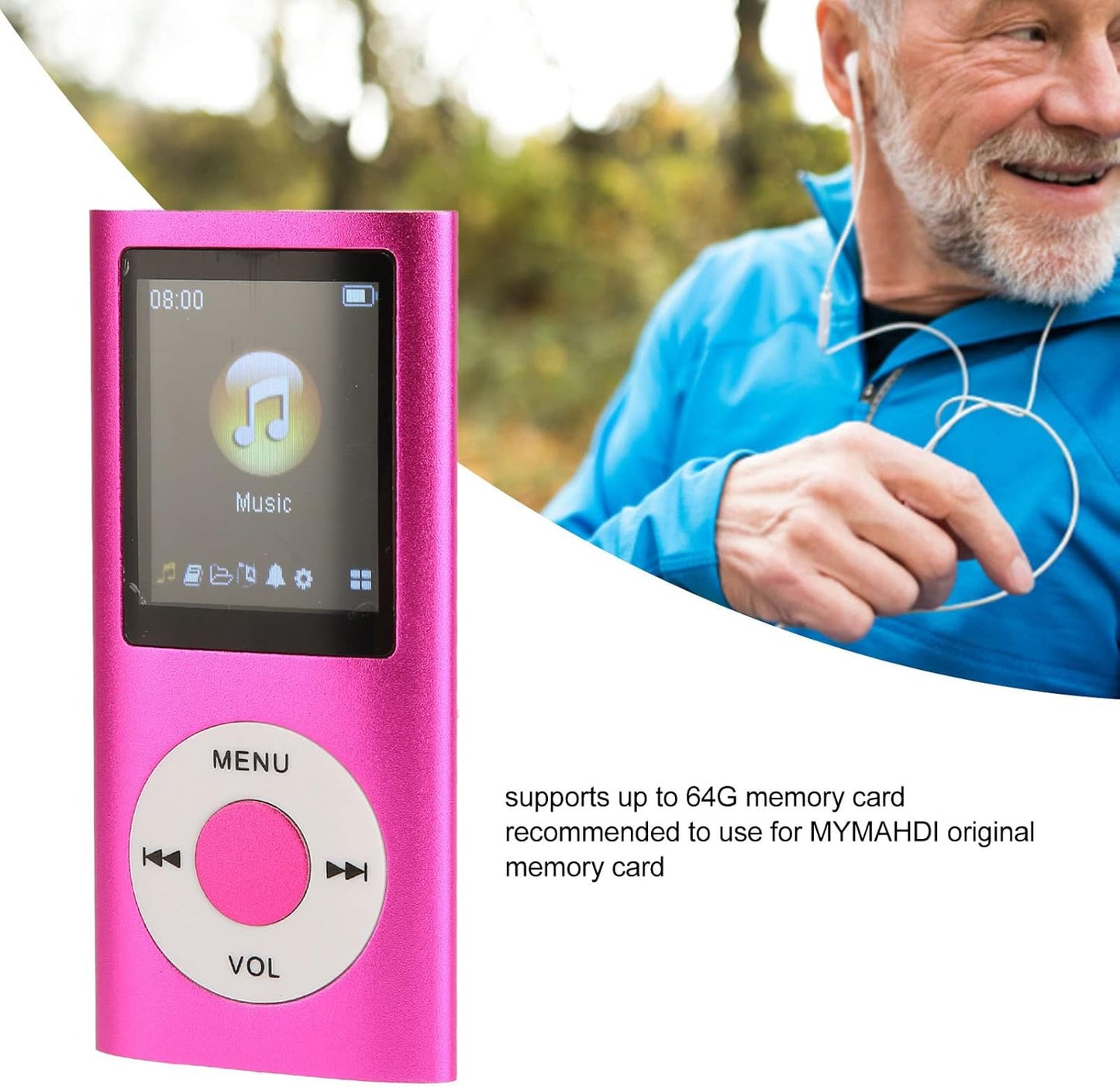 Dpofirs MP3 64G 8 Music Player with Lossless Sound(SD Card Excluded), Portable Music Player, Large Memory Up to Memory