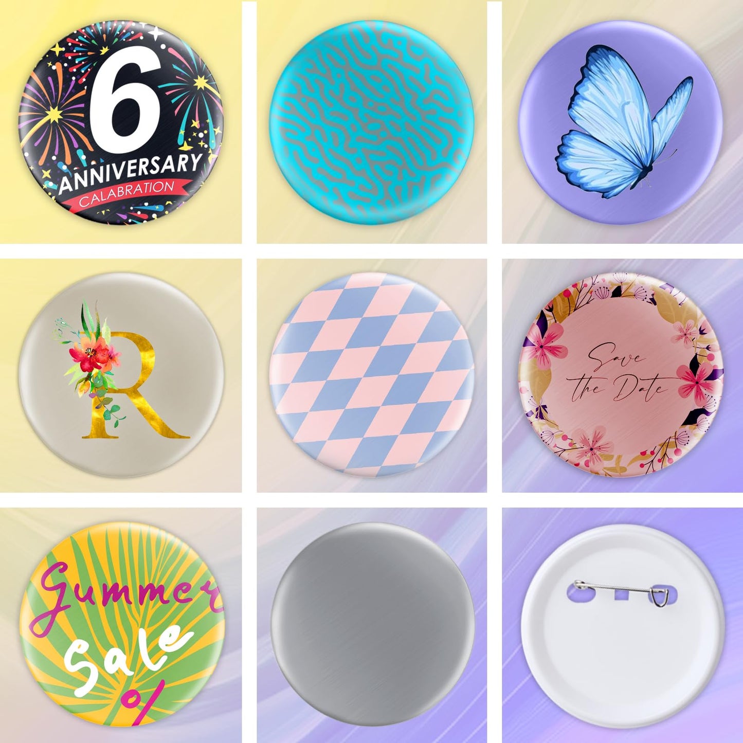 200 Sets 2.25 inch / 58mm Button Maker Supplies, Buttons Supplies for Custom Buttons & Badges, Metal Covers, Plastic Backs& Clear Film for Button Maker Machine, Badge Button Press
