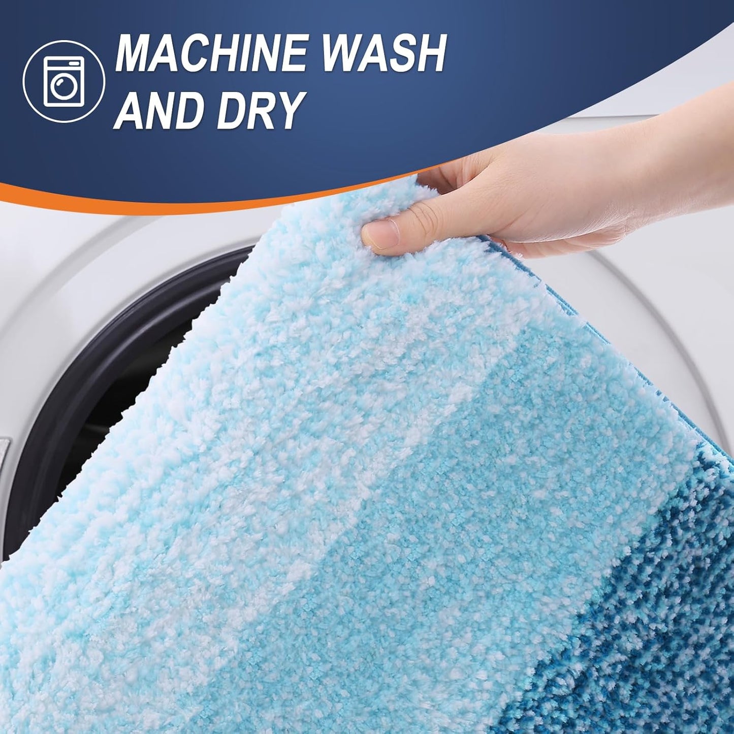 OLANLY Bathroom Runner Rug - Extra Soft Microfiber Mat with Rubber Backing | Quick Dry, Washable, 47x17, Peacock Blue