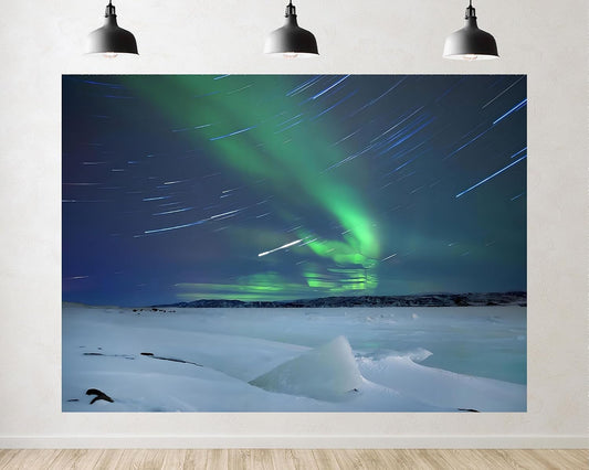 TryKid 8x8ft Aurora Borealis Backdrop Snowy Forest Norway Polar Colorful Night Sky Forest Northern Lights Photography