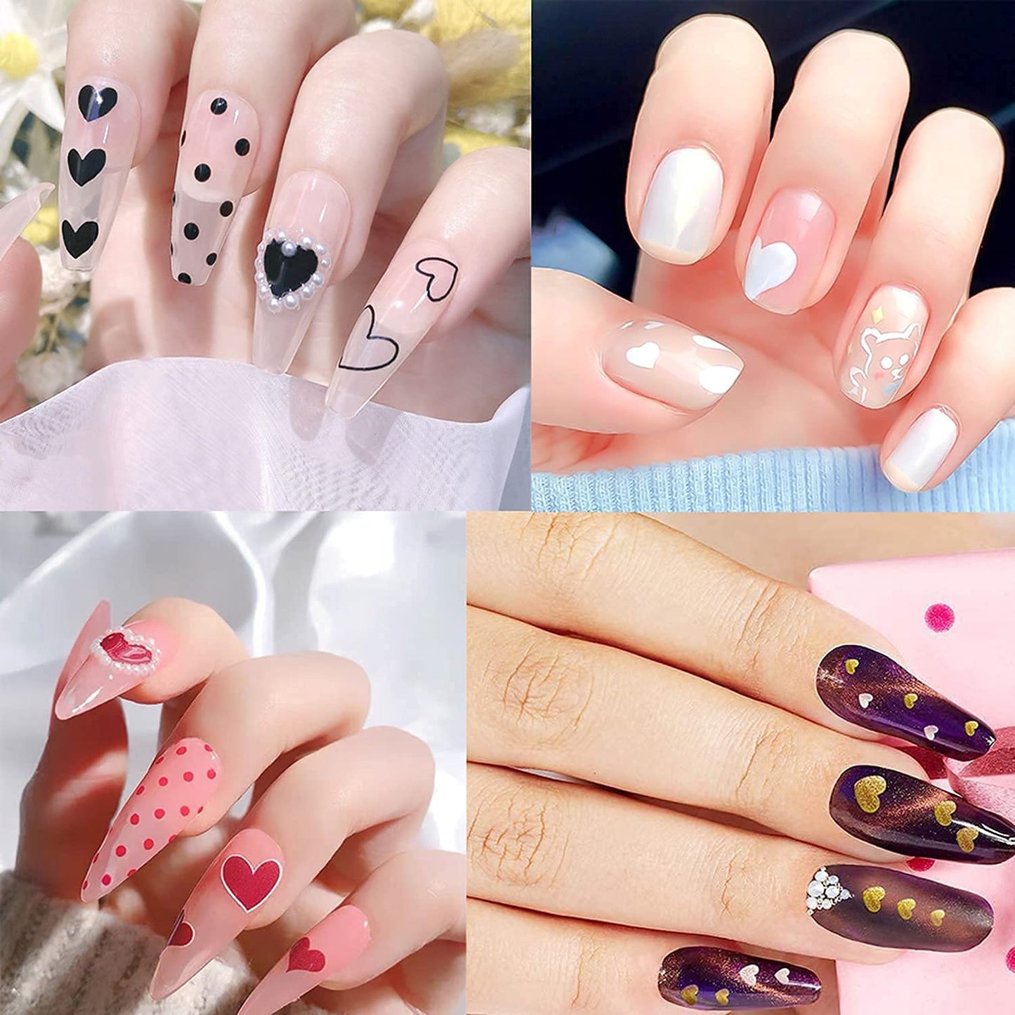 8 Sheets Valentine's Day Nail Art Stickers with 8 Sheets Heart Nail Art Stickers