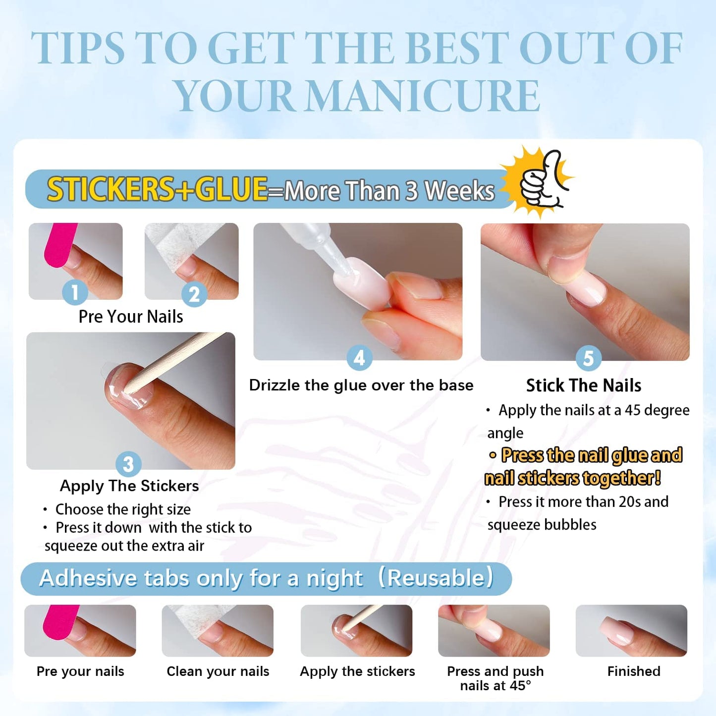 XCREANDO Dark Blue Press on Nails Short Square Fake Nails Glue on Short Square Press ons, Acrylic False Glue on Nail Stick on for Women and Girls 24PCS