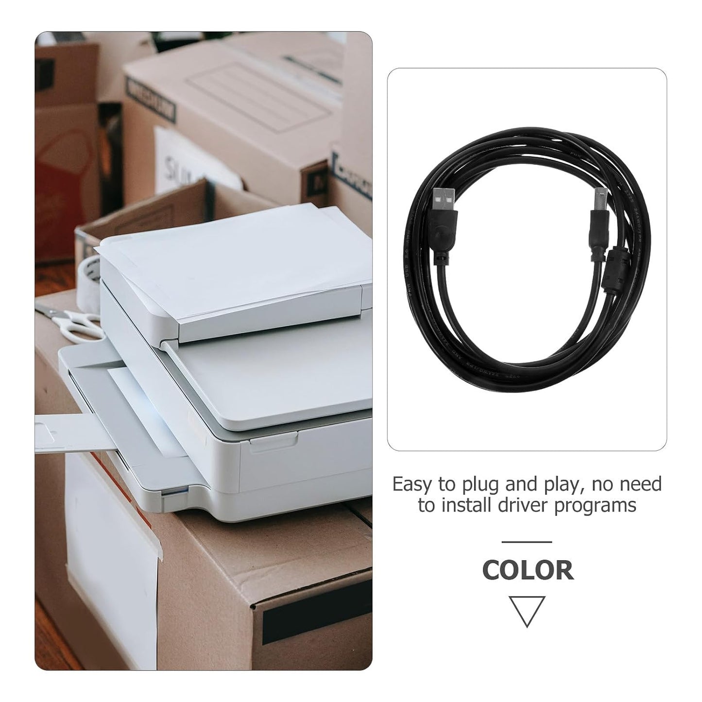 3m 2.0 NOLITOY Printer USB Cable Black USB Connection Cord for Computer, Copier, Scanner, and Fax Machine Office Supply