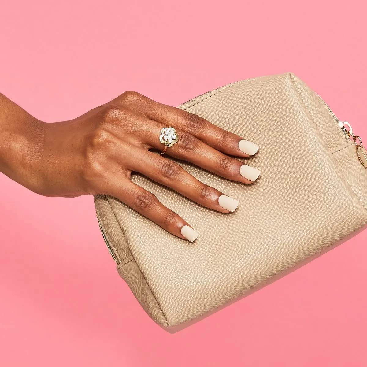 imPRESS KISS Color Press-On Manicure Fake Nails, Perfect Timing - Short Length, Matte, Polish-Free Solid Color Mani, Includes Prep Pad, Mini File, Manicure Stick, and 30 Fake Nails