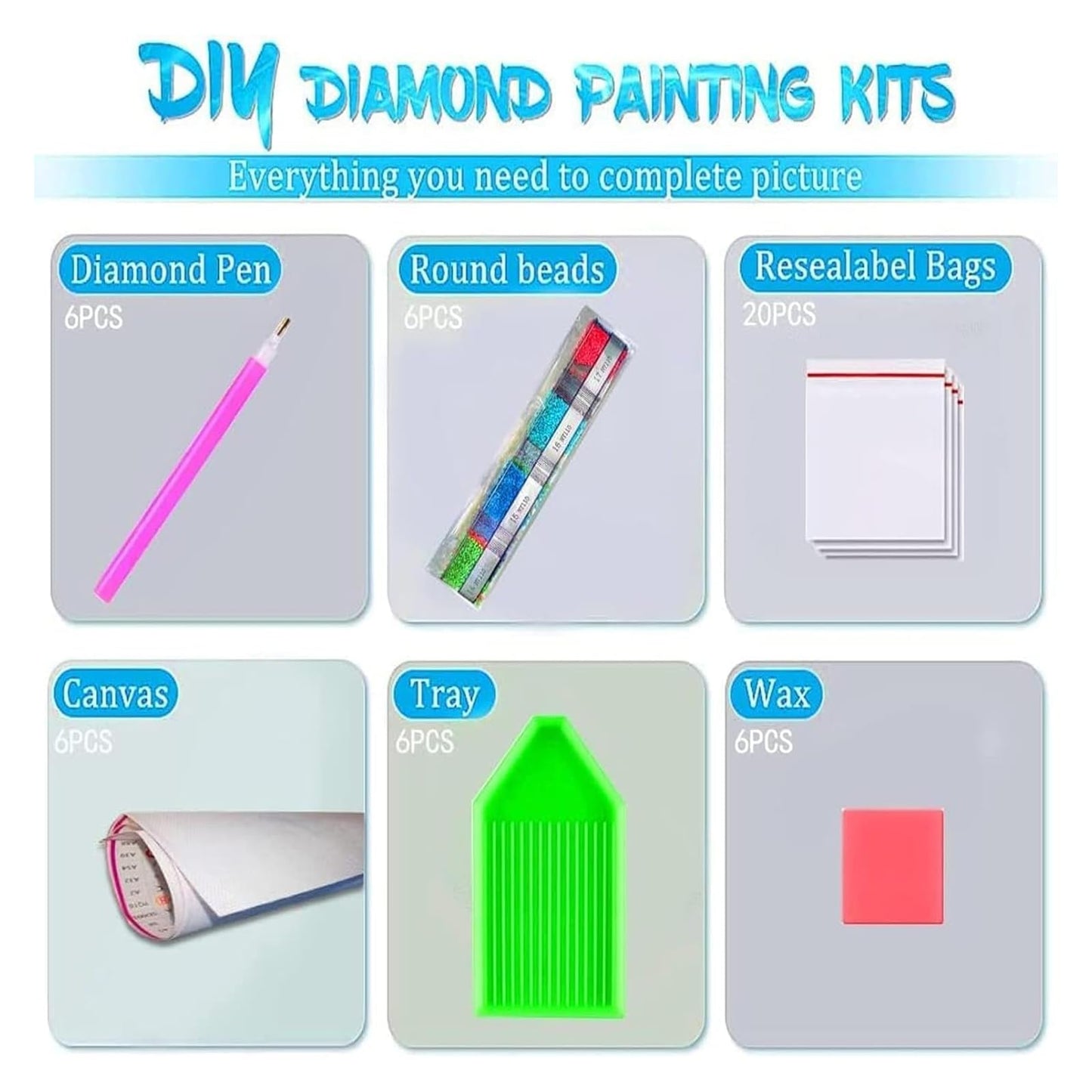 DOTSOPS Diamond Painting Kits Art Adults Painting Kit Crafts DIY 5D Diamond Art Packs Kits Full for Adults Beginner Home Wall Decoration Gift 11.8x15.7 Inches (6 Pack Great Wave)
