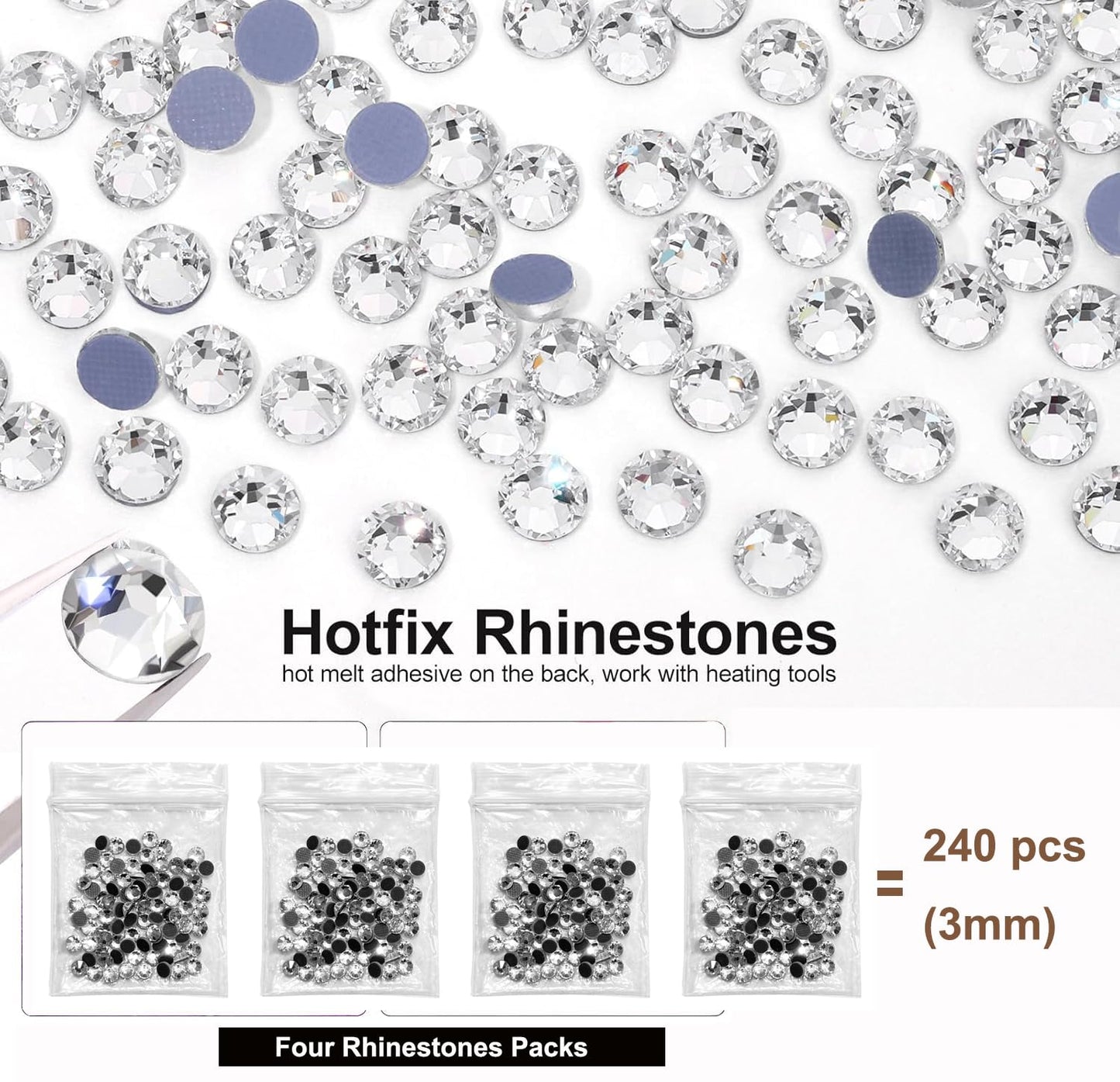 esseelove Hotfix Rhinestones Applicator, DIY Hot Fix Rhinestone Setter, Hot Fixed Wand Kit, Bedazzler Kit with Rhinestones, 7 Tips, Pencils and Tweezers