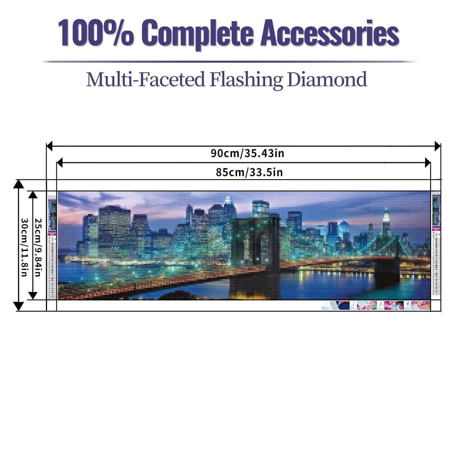 YALKIN Square 5D Diamond Painting Kits for Adults, Abstract Large Diamond Art Kits Full Drill Diamond Painting Kit for Adult Beginners, DIY Crystal Picture Art for Home Wall Decor 30x90CM/11.8x35.4in