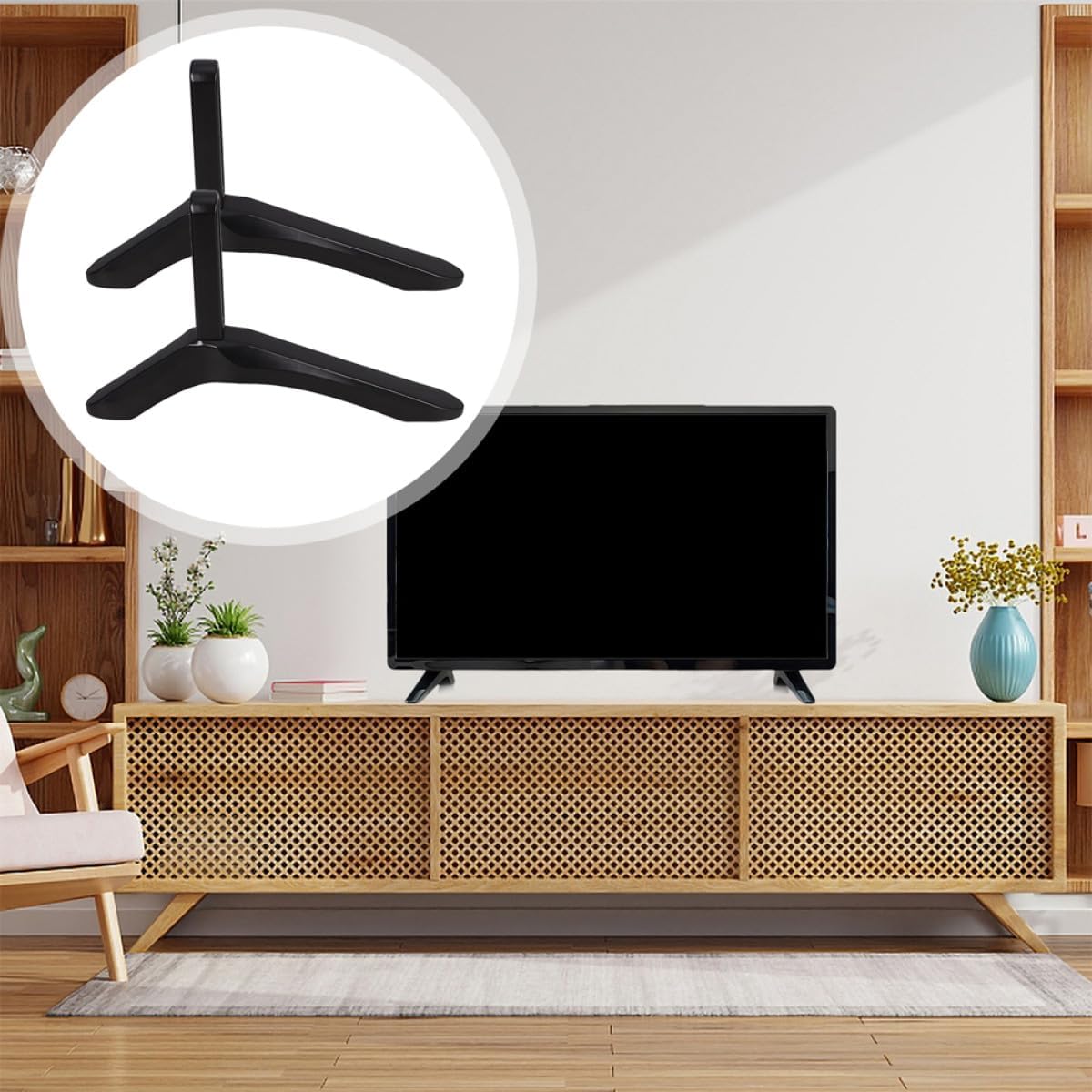 Lurrose Countertop TV Stand Legs Replacement Aluminum Alloy TV Base Stand Support Bracket Bedroom Living Room Desktop
