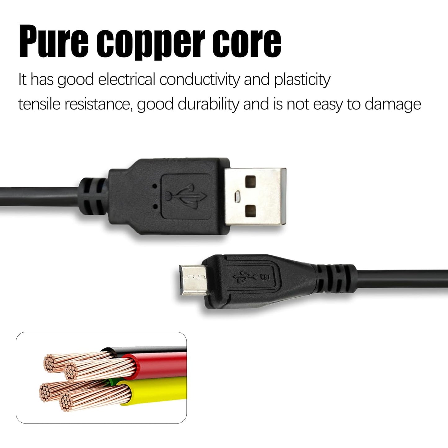 UIGOCLE MP3 3.3 USB-A to Micro USB Charging Cable, Fast Charging Cable, Compatible with Samsung LG Moto Nokia Android