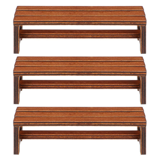 Garneck 3pcs Miniature Wooden Bench Set 1:12 Dollhouse Furniture Bench Mini Simulation Furniture Mini Chair Decor for Fairy Garden and Tabletop Micro Landscape Tiny House Decor