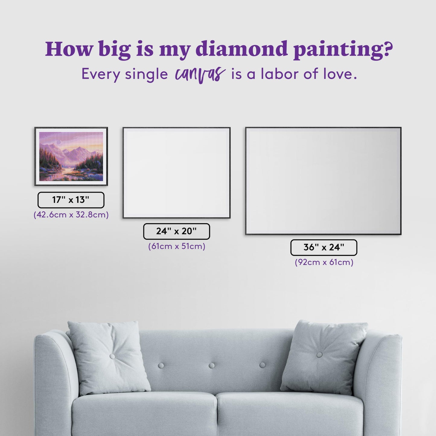 DIAMOND ART CLUB Purple Mountain Majesty Diamond Painting Kit, Fun DIY Crafts for Adults, Round Diamond Art Canvas, 17" x 13" (42.6 cm x 32.8 cm)