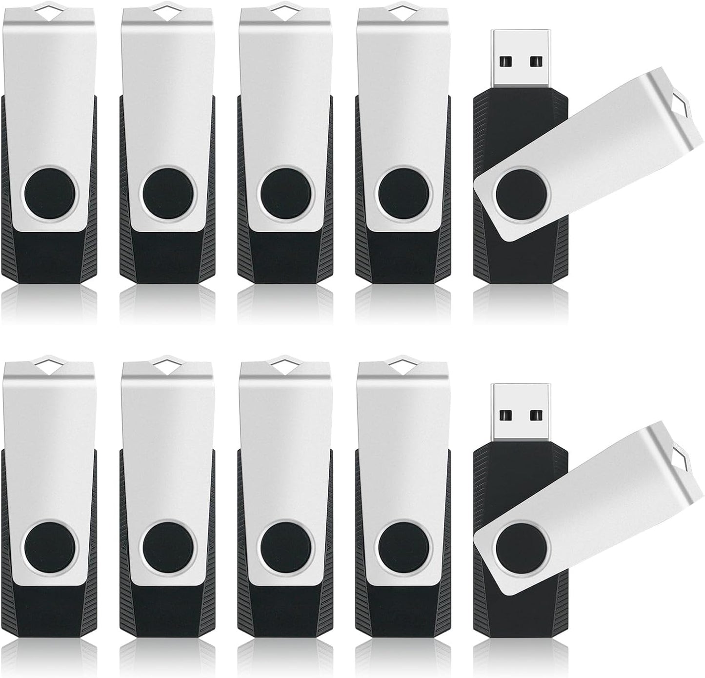 MECHEER 8GB 10 Pack, USB2.0 Flash Drive USB Memory Stick Bulk Thumb Drives Swivel Jump Drives USB Storage Flash Drive