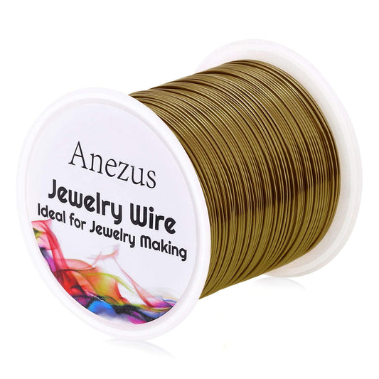 22 Gauge Jewelry Wire, Anezus Craft Wire Tarnish Resistant Copper Beading Wire for Jewelry Making Supplies and Crafting (Antique Bronze, 49 Yards/45 Meters)