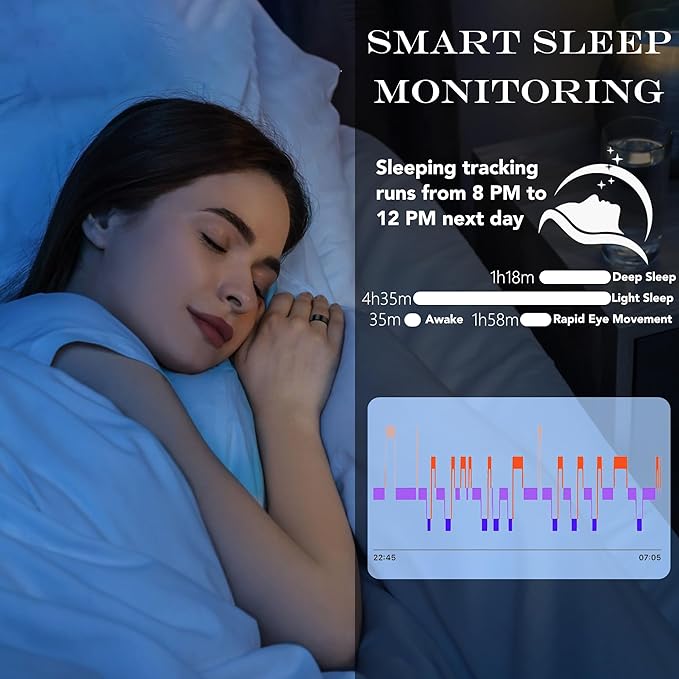 Smart Health Ring for Women Men Fitness Tracker with Heart Rate, Blood Oxygen, Blood Pressure, Sleep Monitoring, Step Counting, IP68 Waterproof for iOS and Android, No Subscription Fee, Silver 11