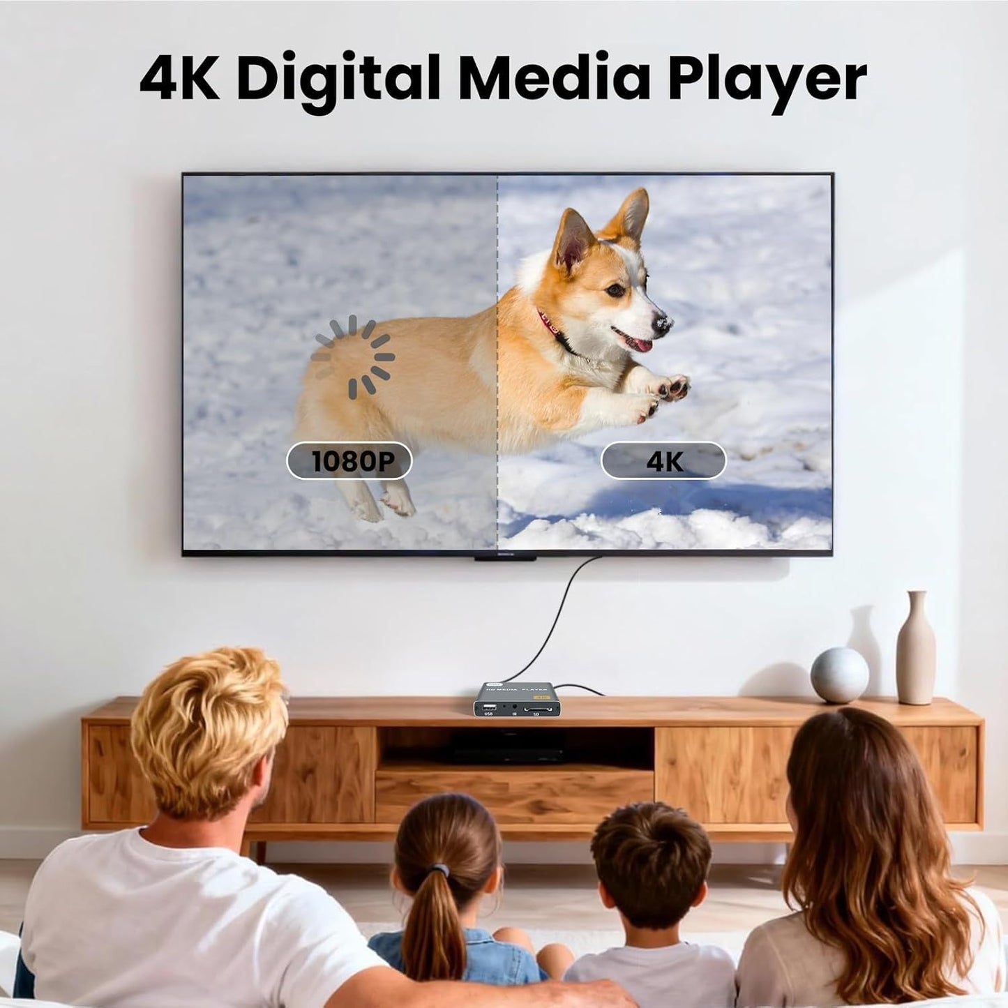 fnetic 4K H.265/HEVC, MP4, Ultra HD Digital Media Player for USB Drives/SD Cards, Digital Signage, Auto Play