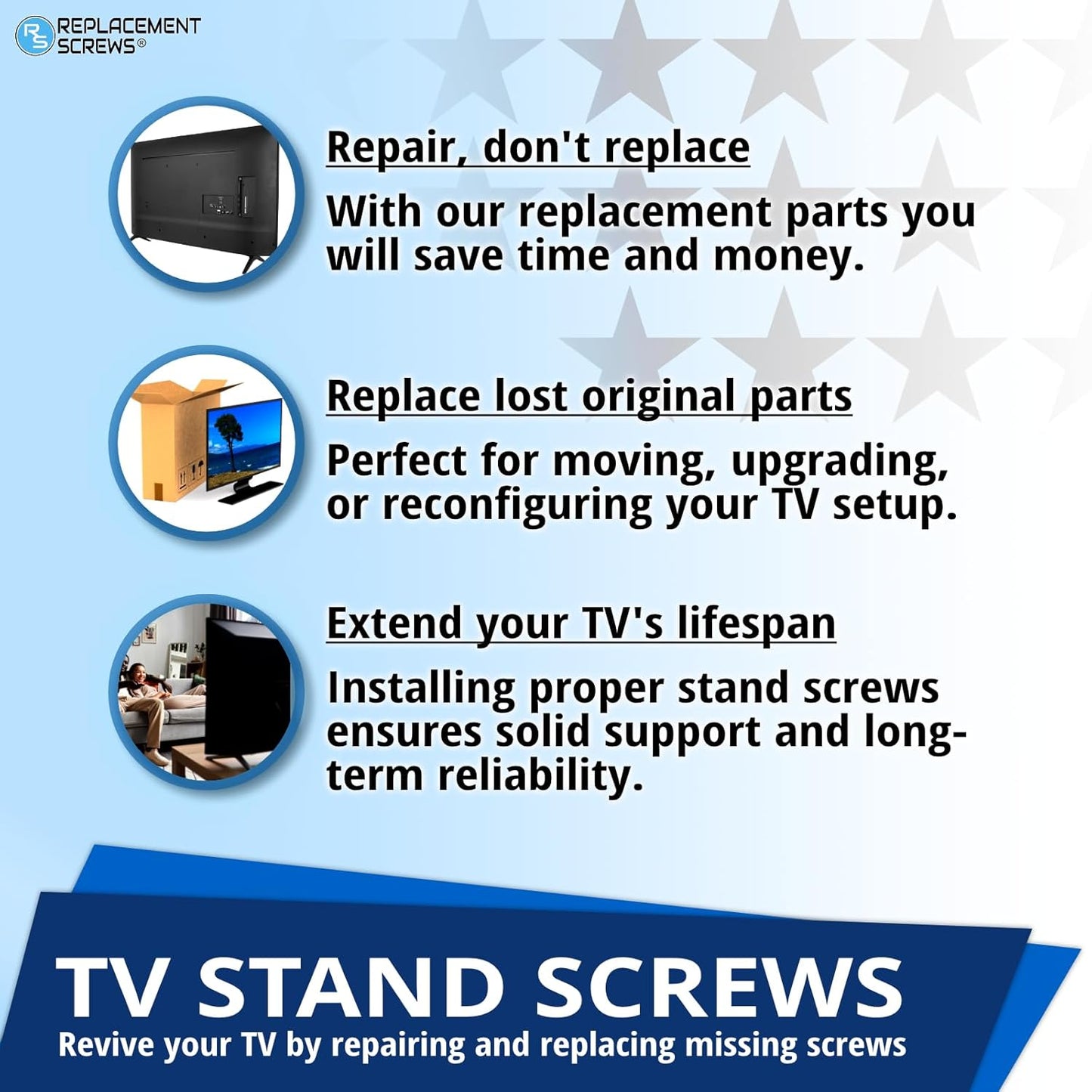 ReplacementScrews 6003-001334 (M4XL14) Set 4 TV Stand Screws Compatible with Samsung