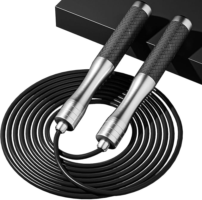 𝐒𝐩𝐞𝐞𝐝 𝐉𝐮𝐦𝐩 𝐑𝐨𝐩𝐞 𝐟𝐨𝐫 𝐅𝐢𝐭𝐧𝐞𝐬𝐬 - Skipping Rope for Women Men Exercise with Adjustable Length Jumping Rope and Alloy & Silicone Handles Suitable for Workout Boxing Home Gym