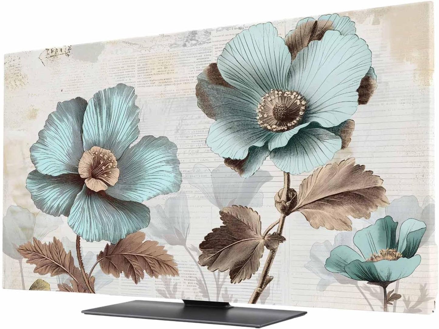 Singingin 32 Inch, Blue Broccoli TV Dust Cover Vintage Flower Victorian Style Computer Monitor Cover Dustproof
