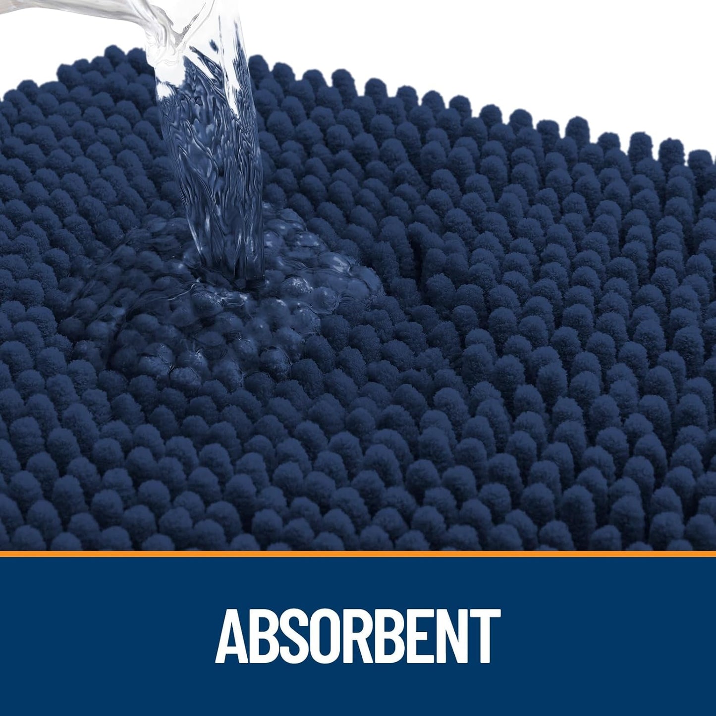 OLANLY Dog Door Mat - Absorbent Non-Slip Chenille Mat for Muddy Paws | 30x20 Dark Blue Quick Dry Doormat