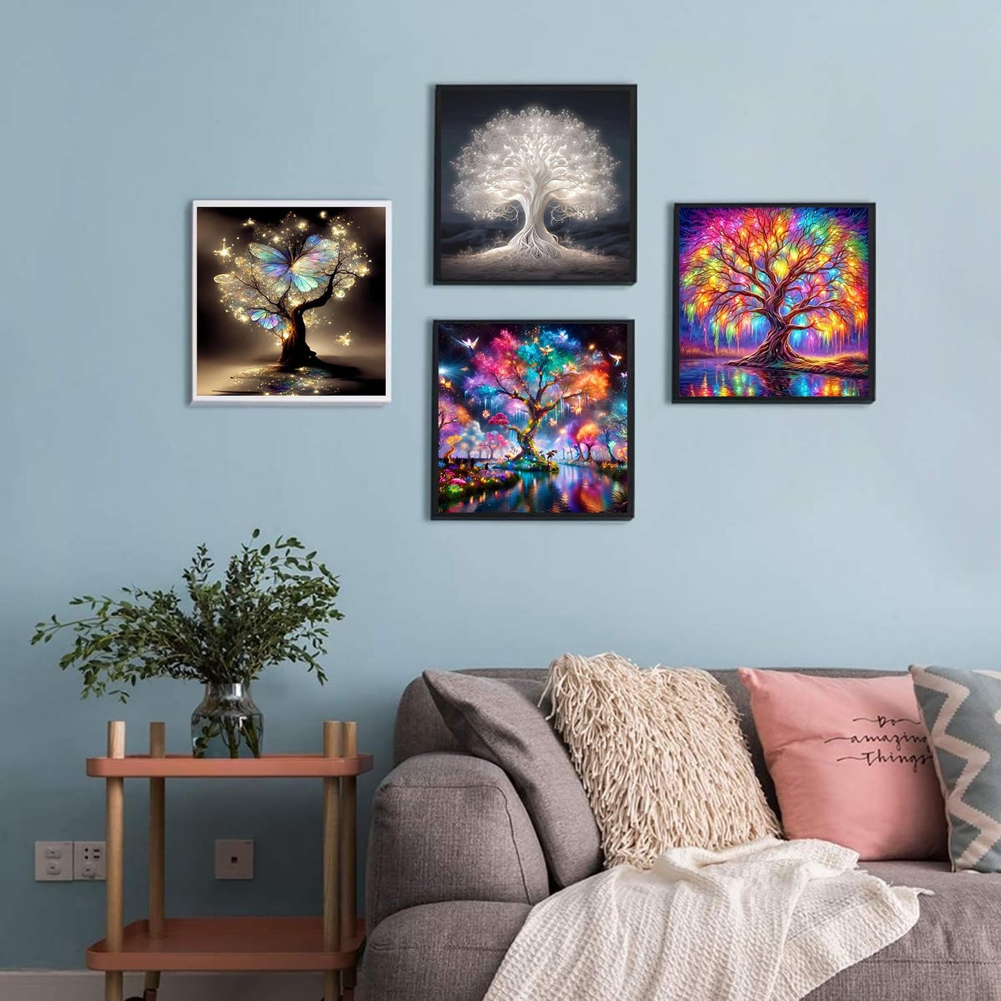 Meothan Diamond Art Kits for Adults, 4 Pack Diamond Painting Kits for Adults, 5D Round Full Drill Paint with Diamond Dots Art Crafts Painting Kit for Home Wall Decor Gift 12x12in (Tree of Life)