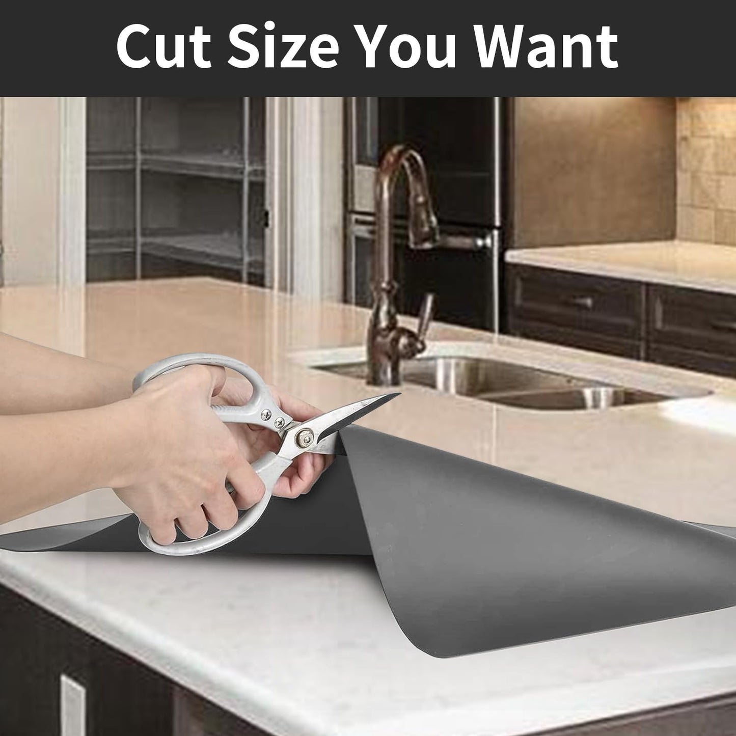 Super Large Silicone Mat, 120"x24"(305cmx60cm) Silicone Mats for Kitchen Counter, Non-Slip Heat Resistant Mat,Thicken Kitchen Counter Mat, Waterproof Countertop Protector for Craft (Dark Grey)