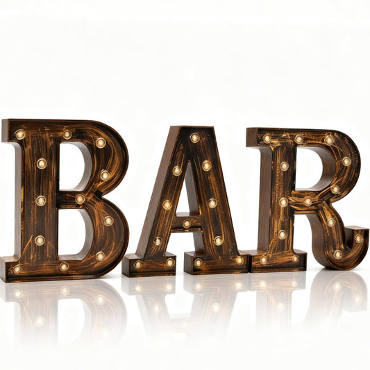 Pooqla BAR - Illuminated Marquee Bar Sign for home decor - Light up LED Marquee Word Sign - Pre-Lit Pub Light Battery Operated (23.03-in x 8.66-in) (Vintage)