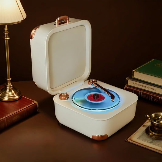 ULIKTO Retro Bluetooth Speaker Portable Vintage Record Player Decor TWS Speakers with RGB Light Small Wireless Speakers