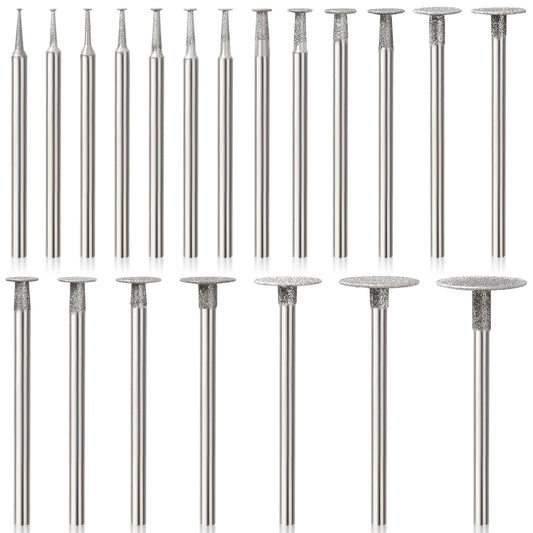 20Pcs Diamond Sanding Bit Compatible with Dremel Polishing Kit, HOMEIDOL T Shape 3/32"(2.35mm), 1/8"(3mm) Diamond Bits Rotary Tool Accessorie for Carving, Engraving, Grinding, Stone, Rocks, Jewelry