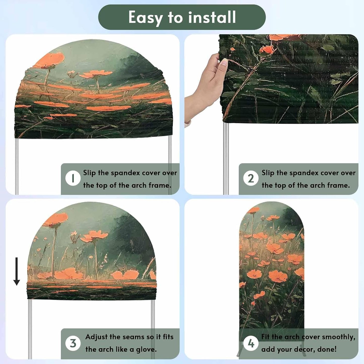 Jnbasdffb 6.6 Red Spring Floral Wedding Arch Cover, Stretchy Spandex Arch Backdrop Stand Covers FT, Modern Oil Painting