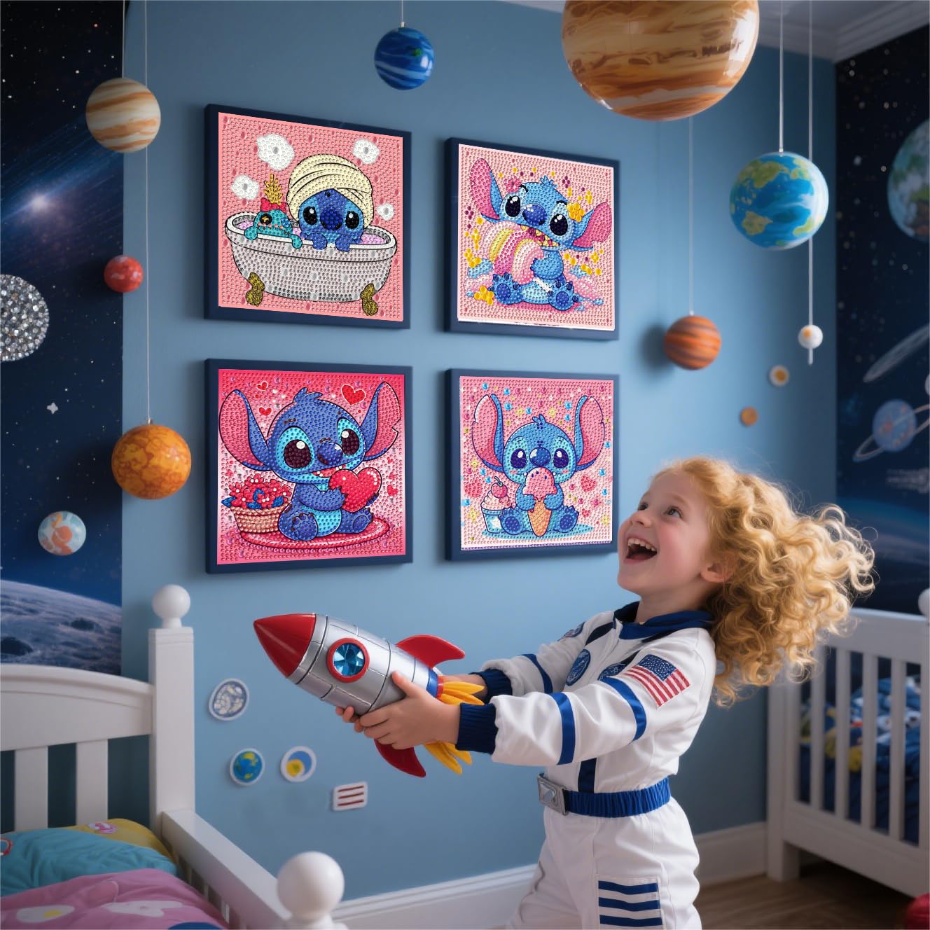 CraftyTime 4pack Diamond Art Painting Kits for Kids,Cartoon Diamond Art for Kids Ages 4-8-12,Easy Cartoon Gem Kit Crafts Beginners for Gift Home Wall Decor(6x6inch)