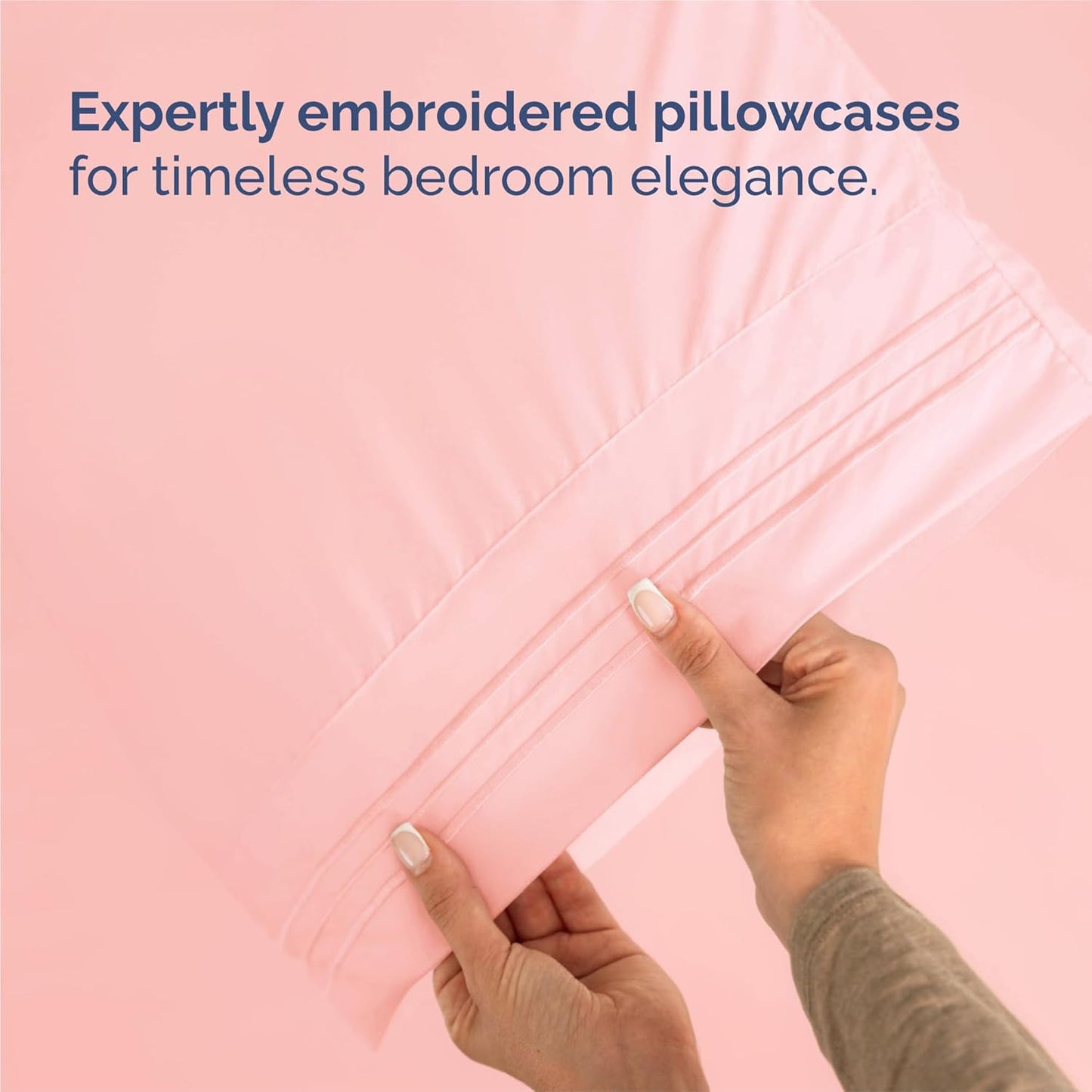 Regine Switzerland Split King Size 5-Piece Sheet Set - Comfy Cooling Bed Sheets - Luxury Hotel Quality - Deep Pockets, Soft, Wrinkle-Free - Oeko-Tex Certified - Baby Pink