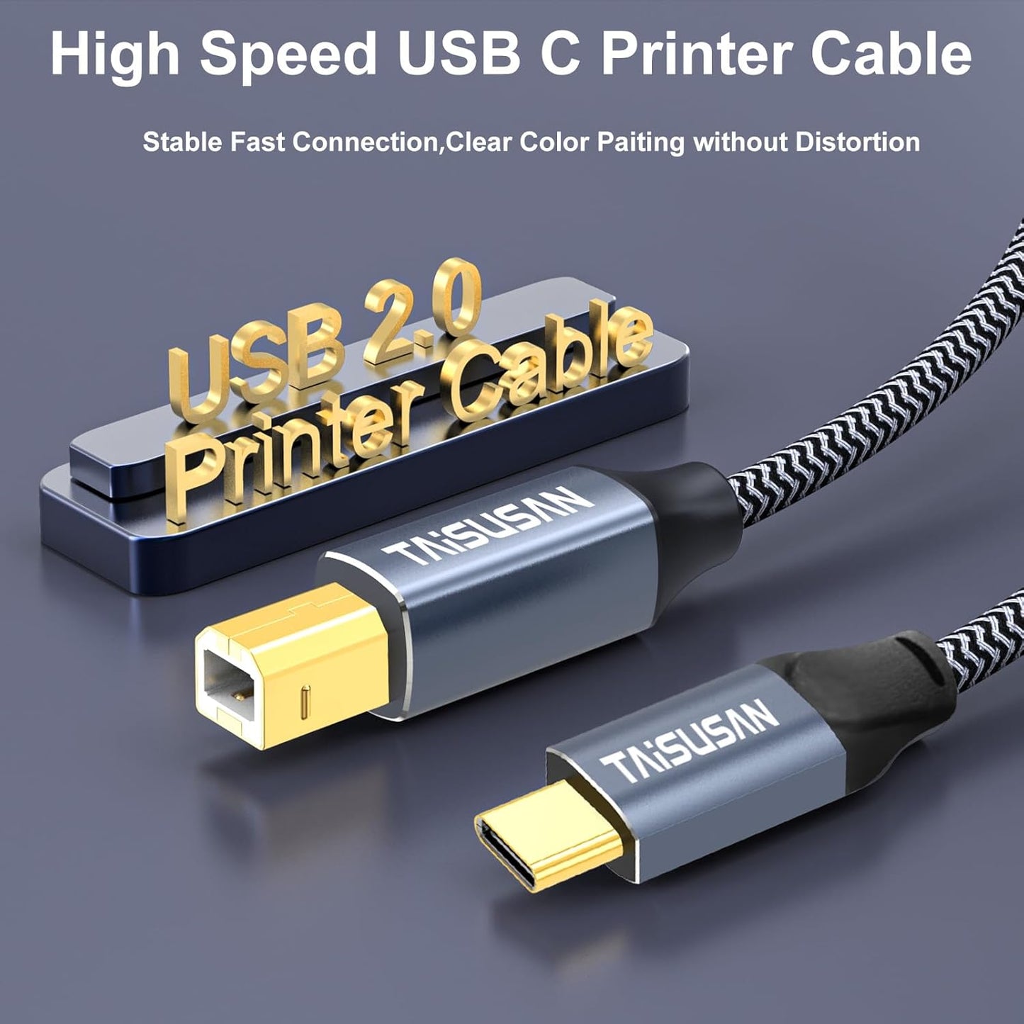 10ft USB C to USB B Printer Cable - Versatile Connectivity